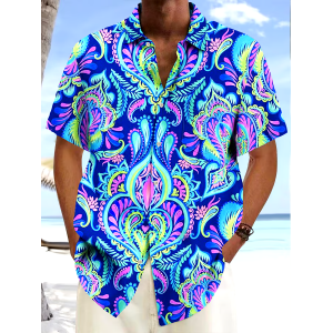 Men's Floral Printed Casual Vacation Shirt (With Pockets)