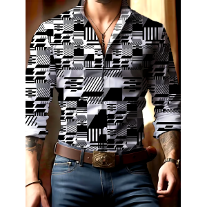 Men's Casual Business Geometric Print Shirt