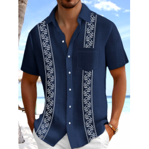 Men's Casual Retro Contrast Color Hawaiian Shirt