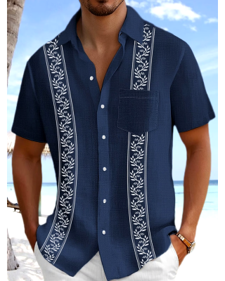 Men's Casual Retro Contrast Color Hawaiian Shirt