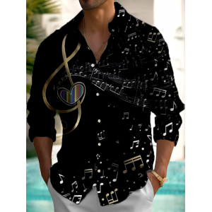 New Fashion Music Notes Long Sleeve Shirt