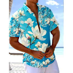 Men's Floral Printed Casual Vacation Shirt (With Pockets)