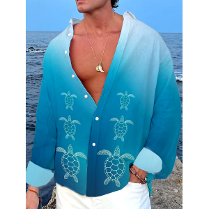 Men's Turtle Printed Casual Vacation Shirt