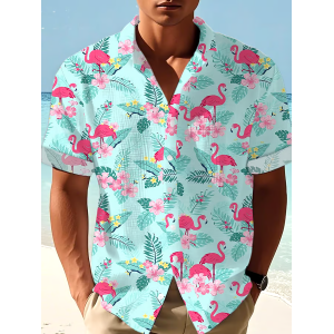 Men's Casual Vacation Hawaiian Waffle Shirt