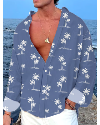 Men's Artistic Coconut Tree Printed Casual Resort Shirt