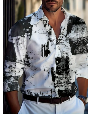 Men's Business Casual Striped Long Sleeve Shirt