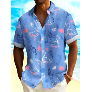 Men's Hawaiian Floral Print Resort Shirt