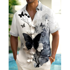 Men's Hawaiian Floral Print Resort Shirt