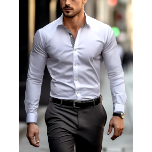 Men's Business Casual Striped Long Sleeve Shirt