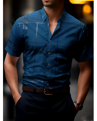 Men's Business Casual Striped Long Sleeve Shirt