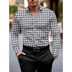 Men's Business Casual Striped Long Sleeve Shirt