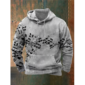 Men's Retro Music Notes Hoodie