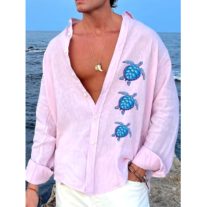 Men's Turtle Printed Casual Vacation Shirt