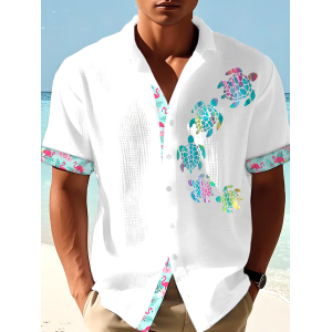 Men's Casual Vacation Hawaiian Waffle Shirt