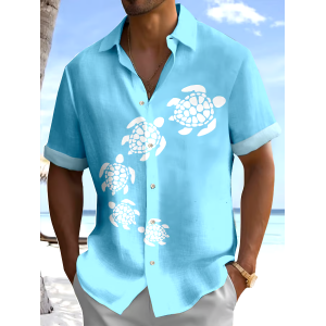 Men's Turtle Printed Casual Resort Shirt